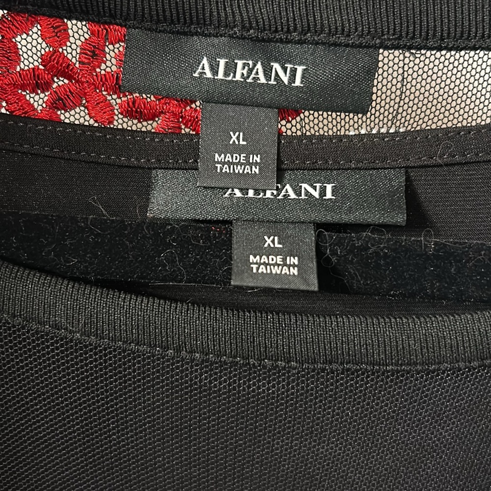 Alfani black shear top with embroidered flowers. Size extra large. - Picture 10 of 14